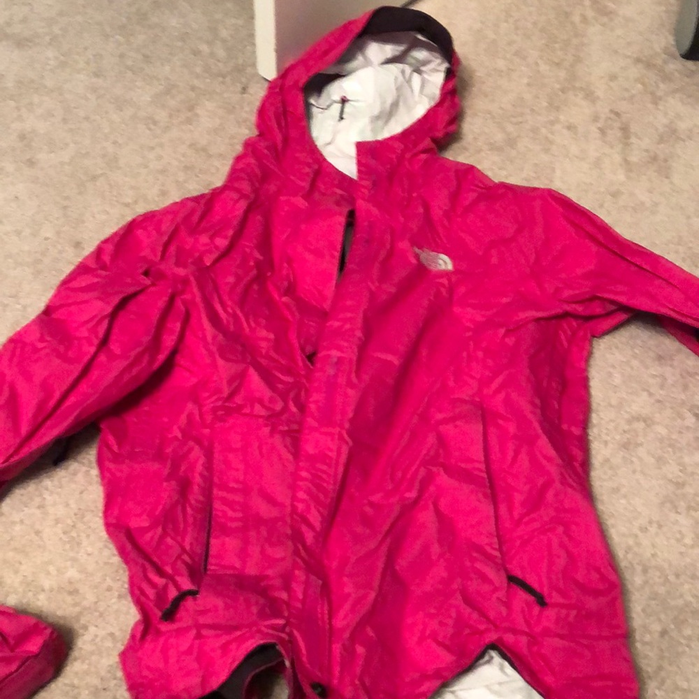 The north face pink rain coat